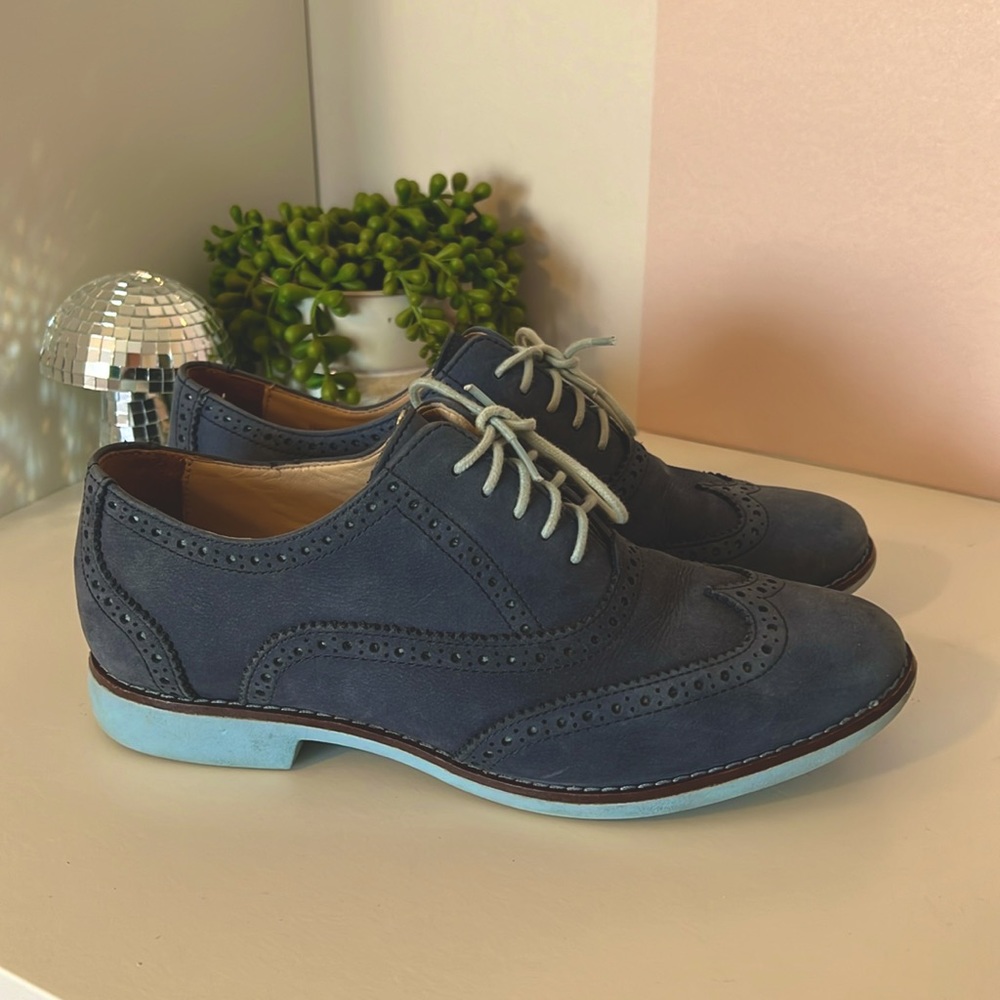 Cole Haan women's oxford wingtips - blue suede 7